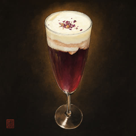 Rød Halloween-drink med skum