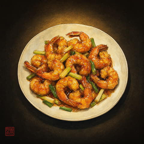 Glasert crispy reker med sweet & sour-saus