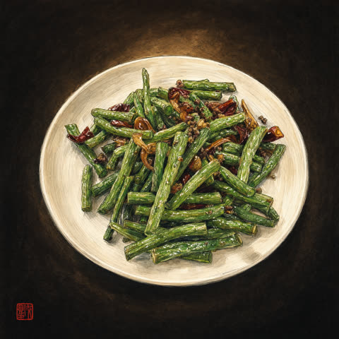 Dry-fried french beans med hvitløk og chili