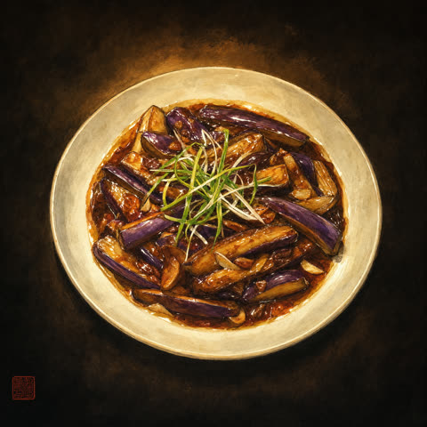 Aubergine i hvitløkssaus